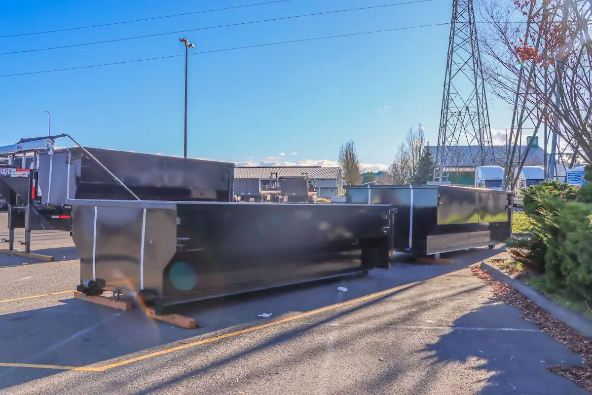 Roll-off dumpster ready for waste disposal at job site for 6 Yard Dumpster Rental in Truth or Consequences